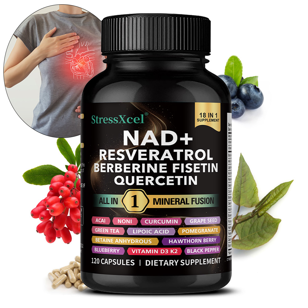 Resveratrol Capsule Anti Aging - NAD+ supplement met Resveratrol, Quercetine, Berberine,